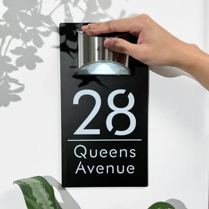 Personalized solar-powered house number sign