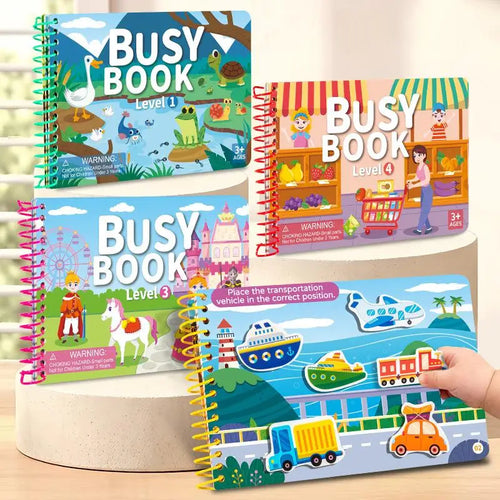 Children Quiet Busy Book 4 Themes Cartoon Travel Sticker Books Kids DIY Sticker Educational Game Montessori Paste Book Toy Gifts