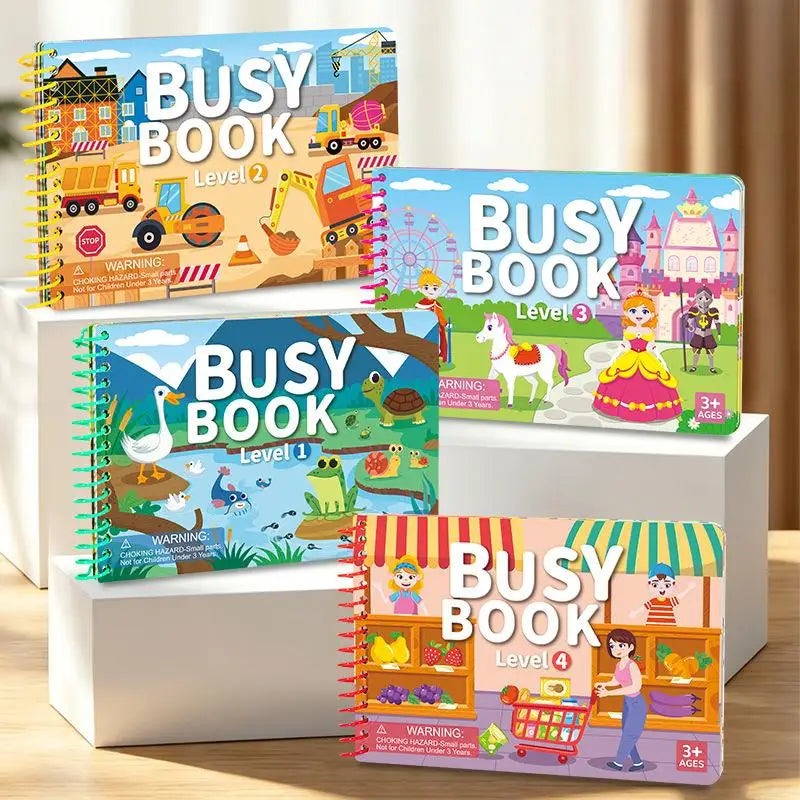 Children Quiet Busy Book 4 Themes Cartoon Travel Sticker Books Kids DIY Sticker Educational Game Montessori Paste Book Toy Gifts