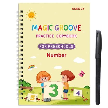 Children Magic Copybook Reusable Groove Drawing Writing Books Pen Control Training Learning Educational Montessori Toys for Kids