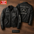 Classic-style collared leather jacket – Mercedes-AMG 1926